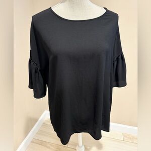 5 for $30 BOUTIQUE RED LOLLY Oversized Black Ruffle Sleeve Blouse